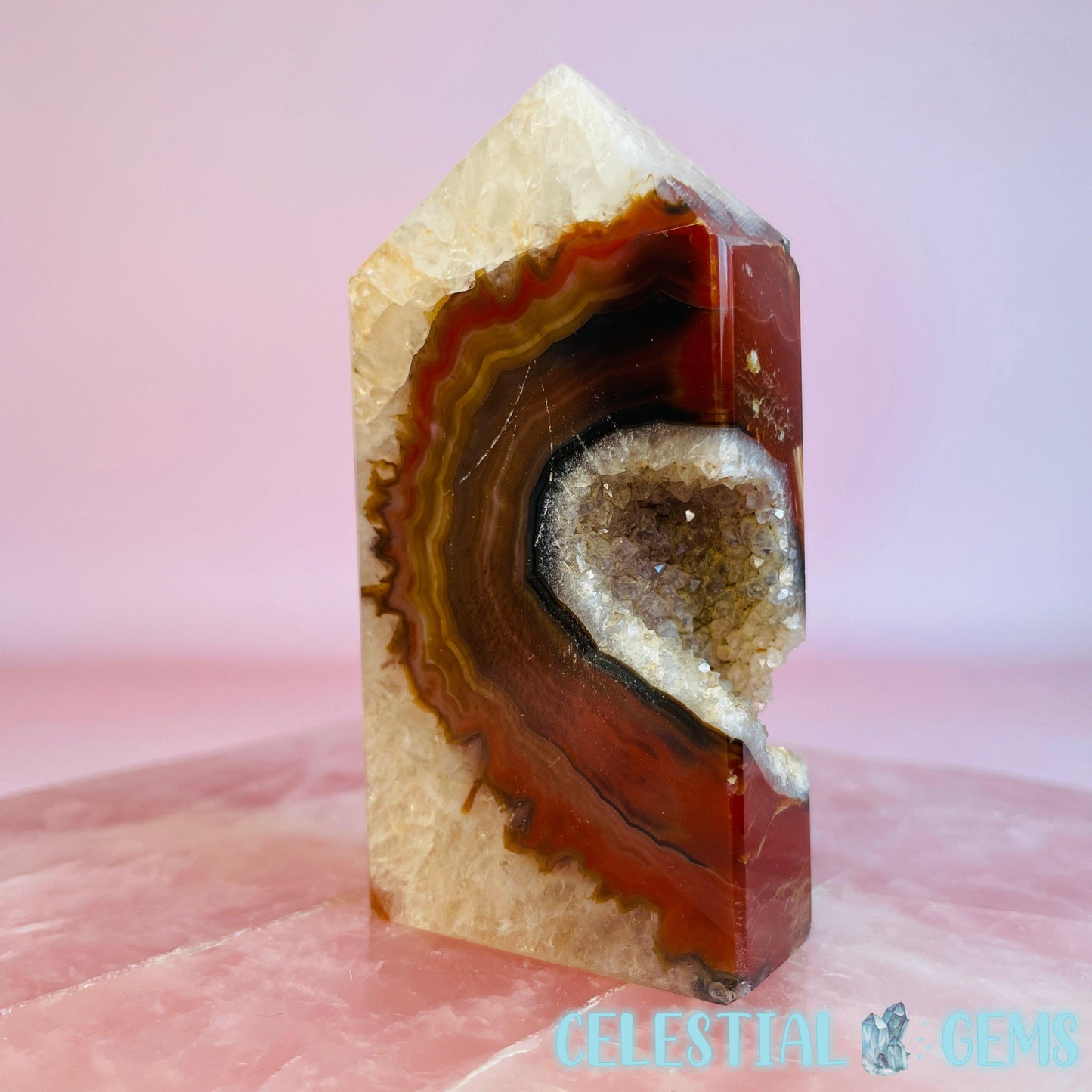 Druzy Carnelian Agate Medium Obelisk Tower