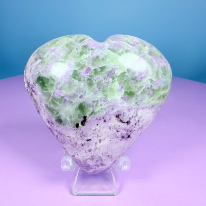 Bolivianite (Fluorite/Serpentine) Heart Carving (UV Reactive)