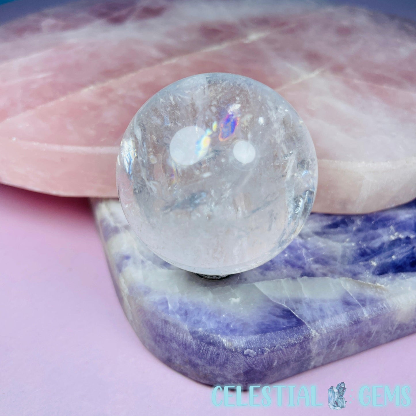 Clear Quartz with Rainbows Small Sphere
