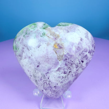 Bolivianite (Fluorite/Serpentine) Heart Carving (UV Reactive)