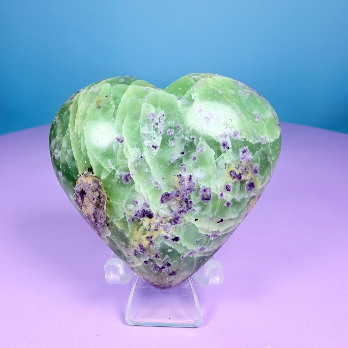 Bolivianite (Fluorite/Serpentine) Heart Carving (UV Reactive)