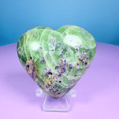 Bolivianite (Fluorite/Serpentine) Heart Carving (UV Reactive)
