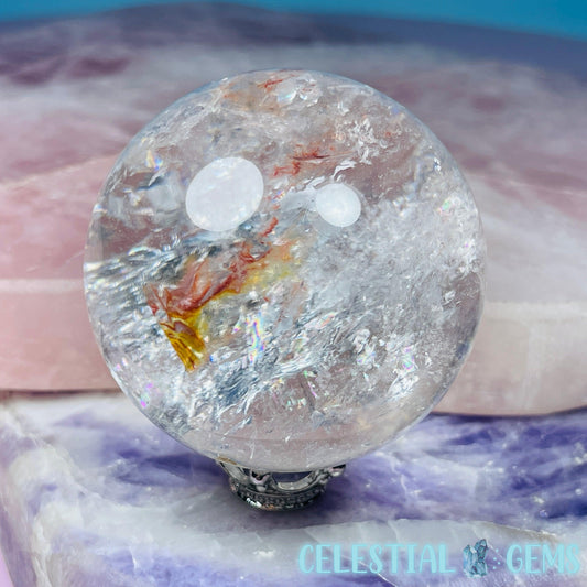 Iron 'Koi Fish' Quartz with Rainbows Medium Sphere (Video)