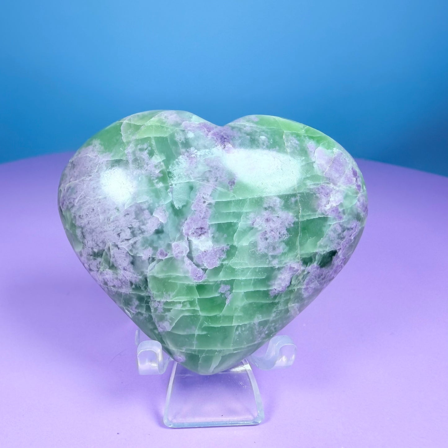 Bolivianite (Fluorite/Serpentine) Heart Carving (UV Reactive)