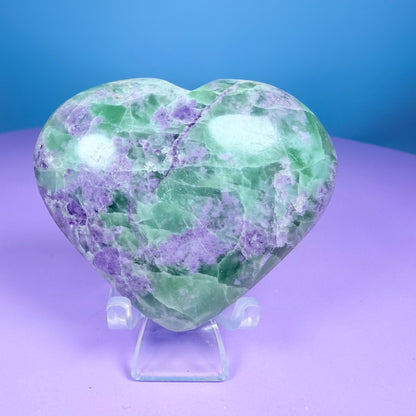 Bolivianite (Fluorite/Serpentine) Heart Carving (UV Reactive)
