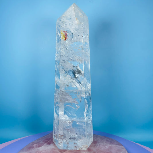 High Grade Clear Quartz Extra Large XL Tower with 'Koi Fish' Iron Inclusion
