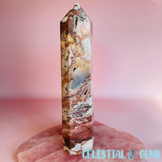 Druzy Mexican Crazy Lace Agate Large Tower