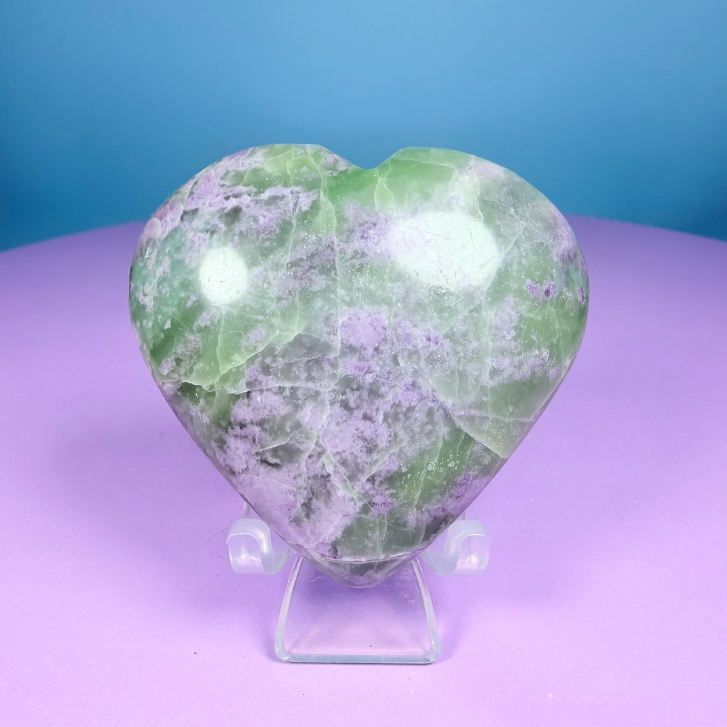 Bolivianite (Fluorite/Serpentine) Heart Carving (UV Reactive)