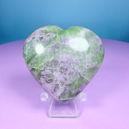 Bolivianite (Fluorite/Serpentine) Heart Carving (UV Reactive)