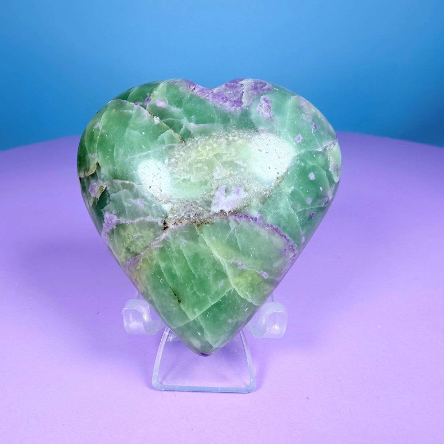 Bolivianite (Fluorite/Serpentine) Heart Carving (UV Reactive)