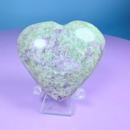 Bolivianite (Fluorite/Serpentine) Heart Carving (UV Reactive)