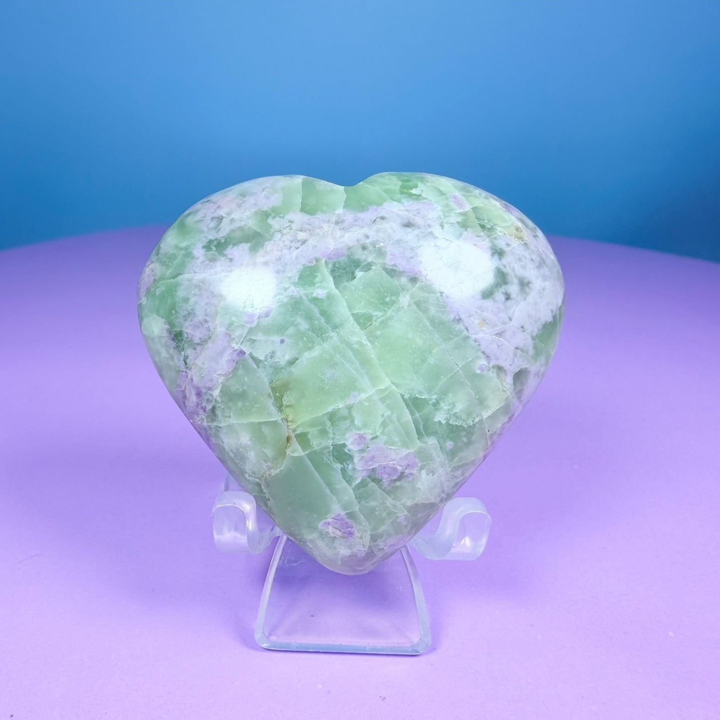 Bolivianite (Fluorite/Serpentine) Heart Carving (UV Reactive)