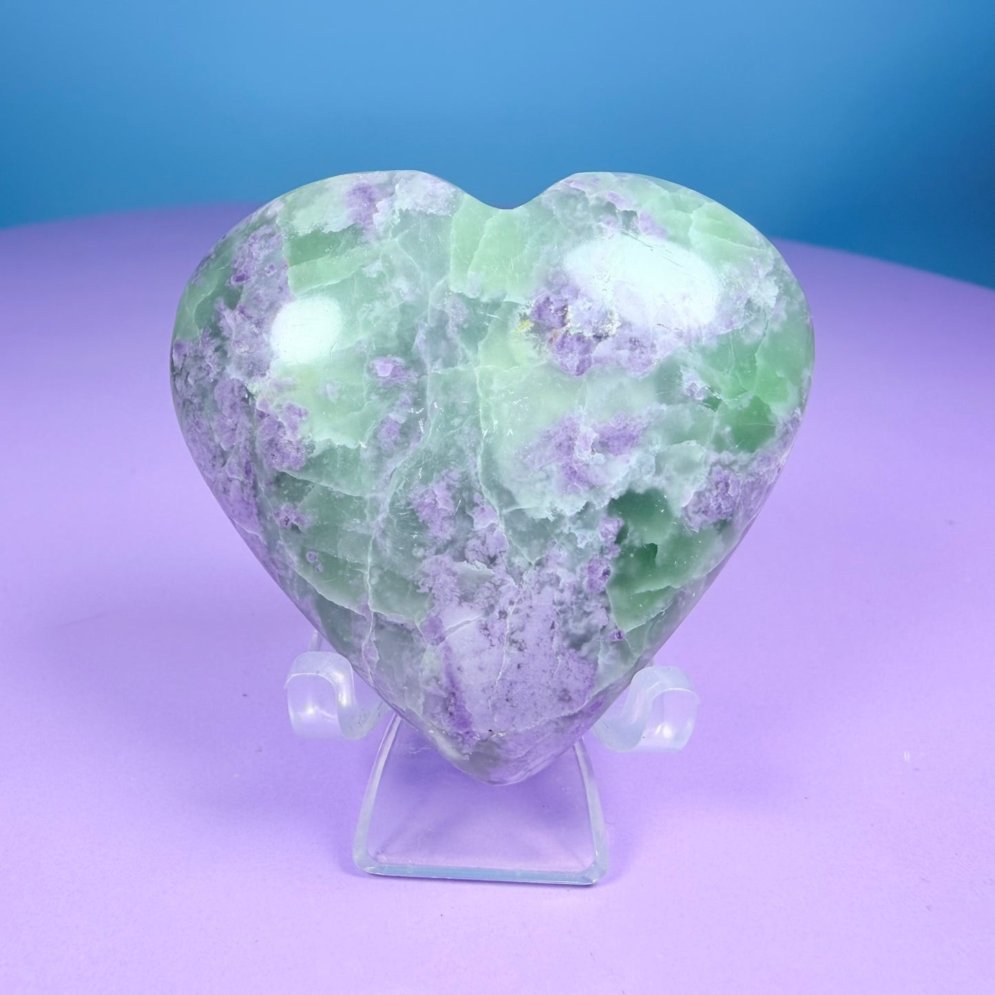 Bolivianite (Fluorite/Serpentine) Heart Carving (UV Reactive)