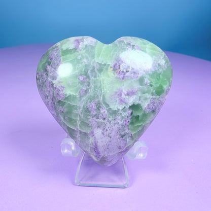 Bolivianite (Fluorite/Serpentine) Heart Carving (UV Reactive)