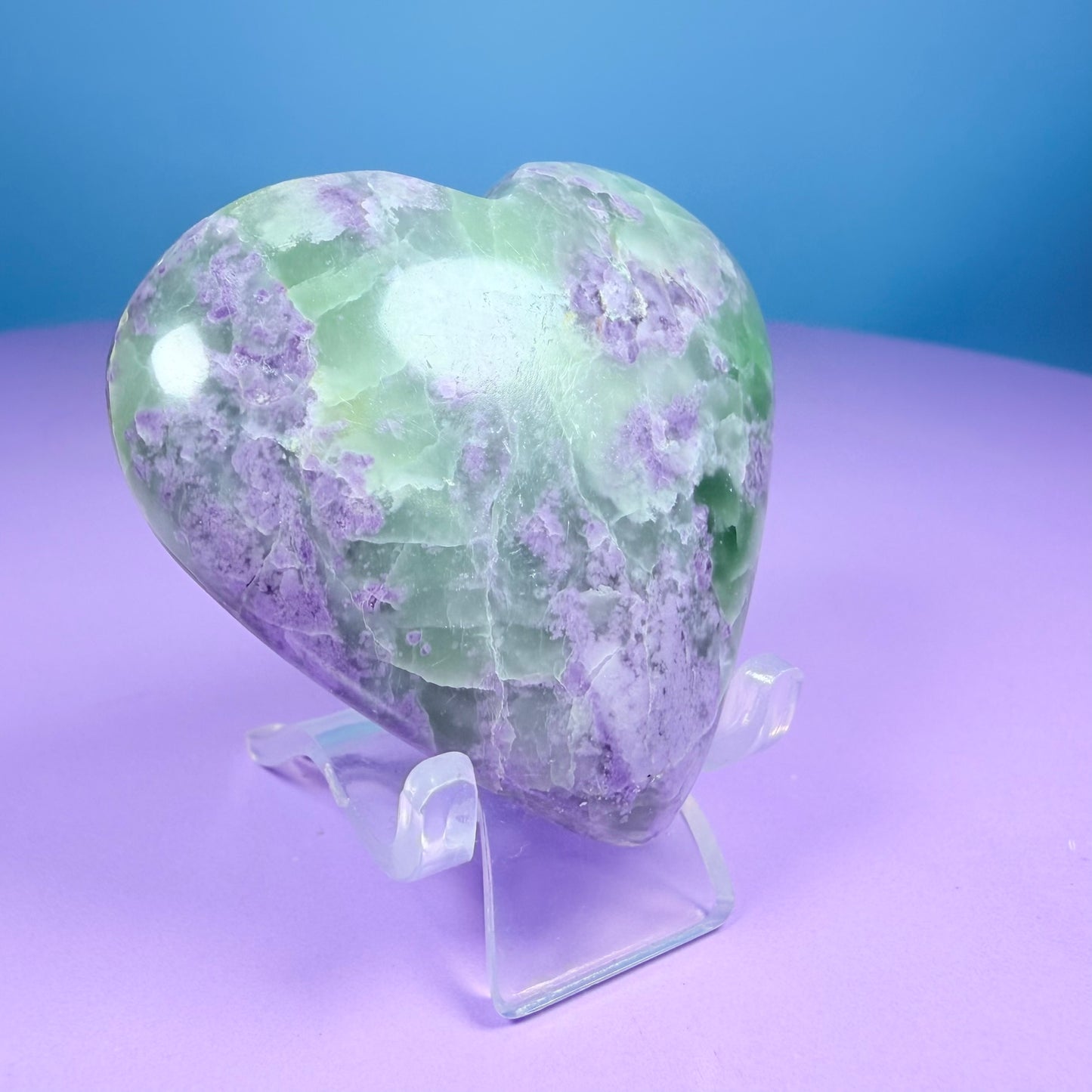 Bolivianite (Fluorite/Serpentine) Heart Carving (UV Reactive)