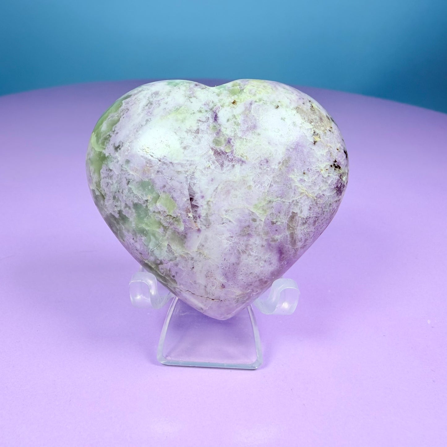 Bolivianite (Fluorite/Serpentine) Heart Carving (UV Reactive)