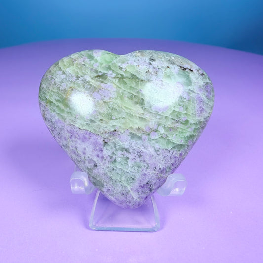 Bolivianite (Fluorite/Serpentine) Heart Carving (UV Reactive)