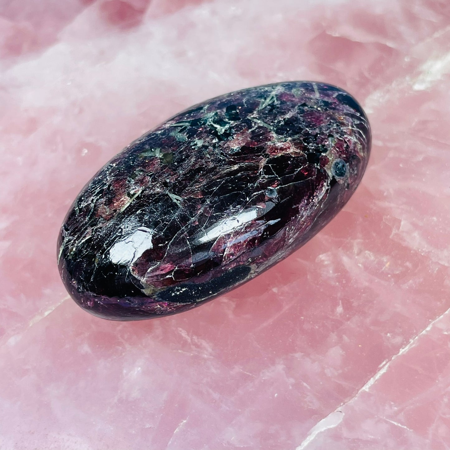 Rhodolite Garnet Small Palmstone (Video)
