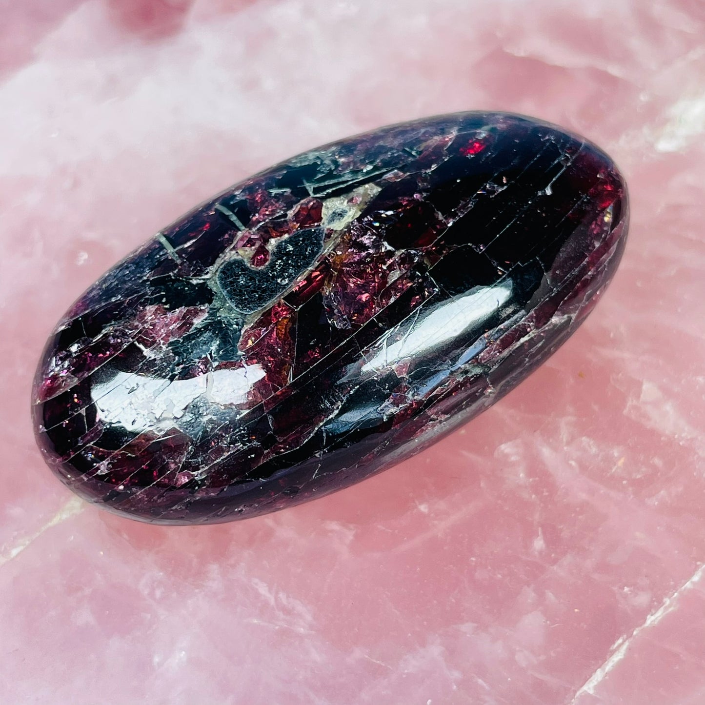 Rhodolite Garnet Small Palmstone (Video)