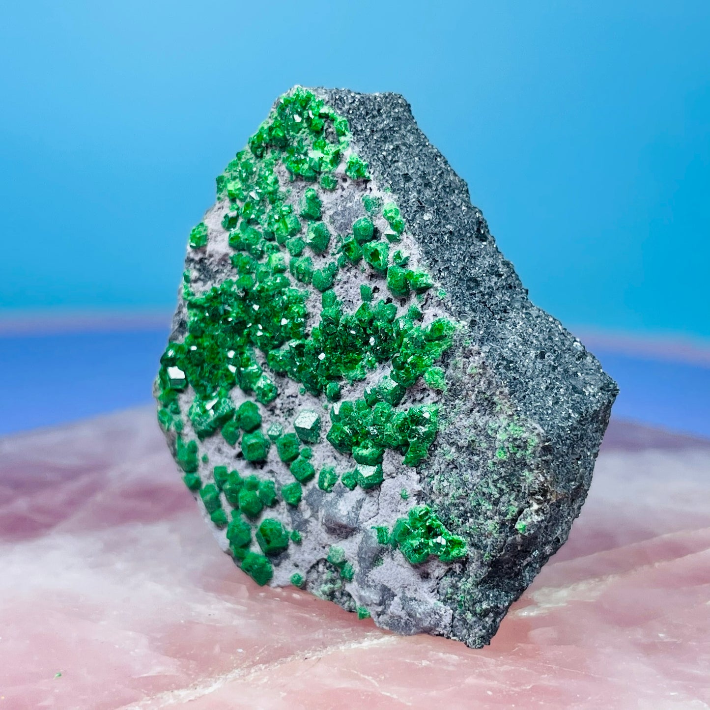 Rare Green Uvarovite Garnet Cluster Specimen (Video)