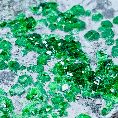 Rare Green Uvarovite Garnet Cluster Specimen (Video)