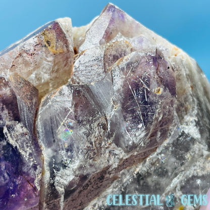 Amethyst with Hematite Rutile Semi-Polished Cluster