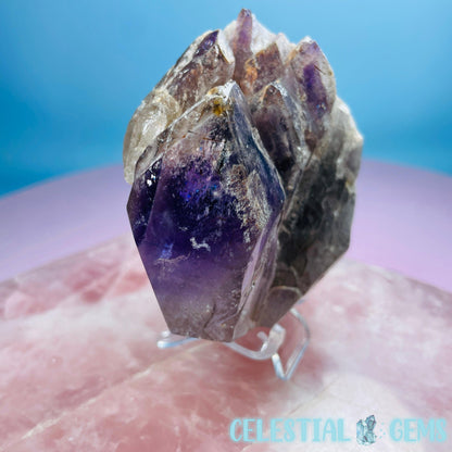 Amethyst with Hematite Rutile Semi-Polished Cluster