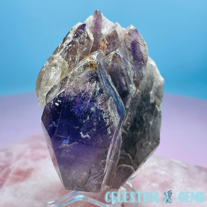 Amethyst with Hematite Rutile Semi-Polished Cluster