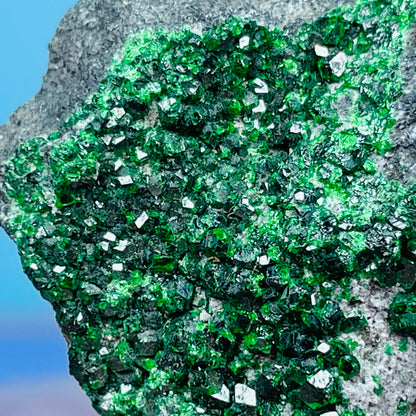 Rare Green Uvarovite Garnet Cluster Specimen (Video)