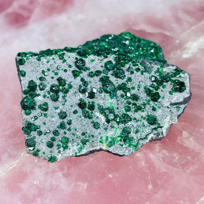 Rare Green Uvarovite Garnet Cluster Specimen (Video)