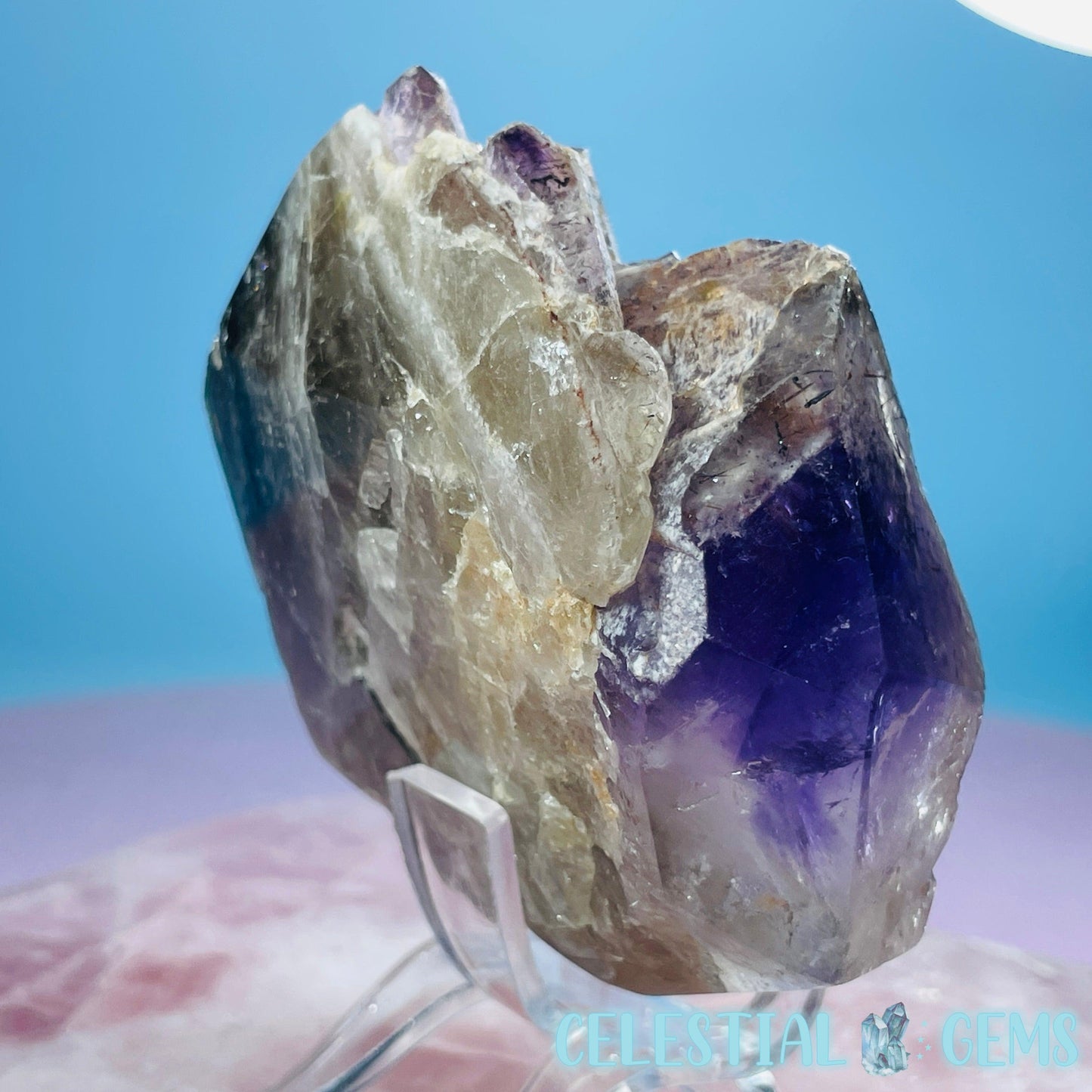 Amethyst with Hematite Rutile Semi-Polished Cluster