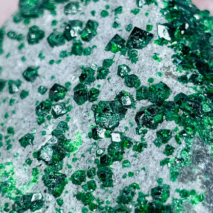 Rare Green Uvarovite Garnet Cluster Specimen (Video)