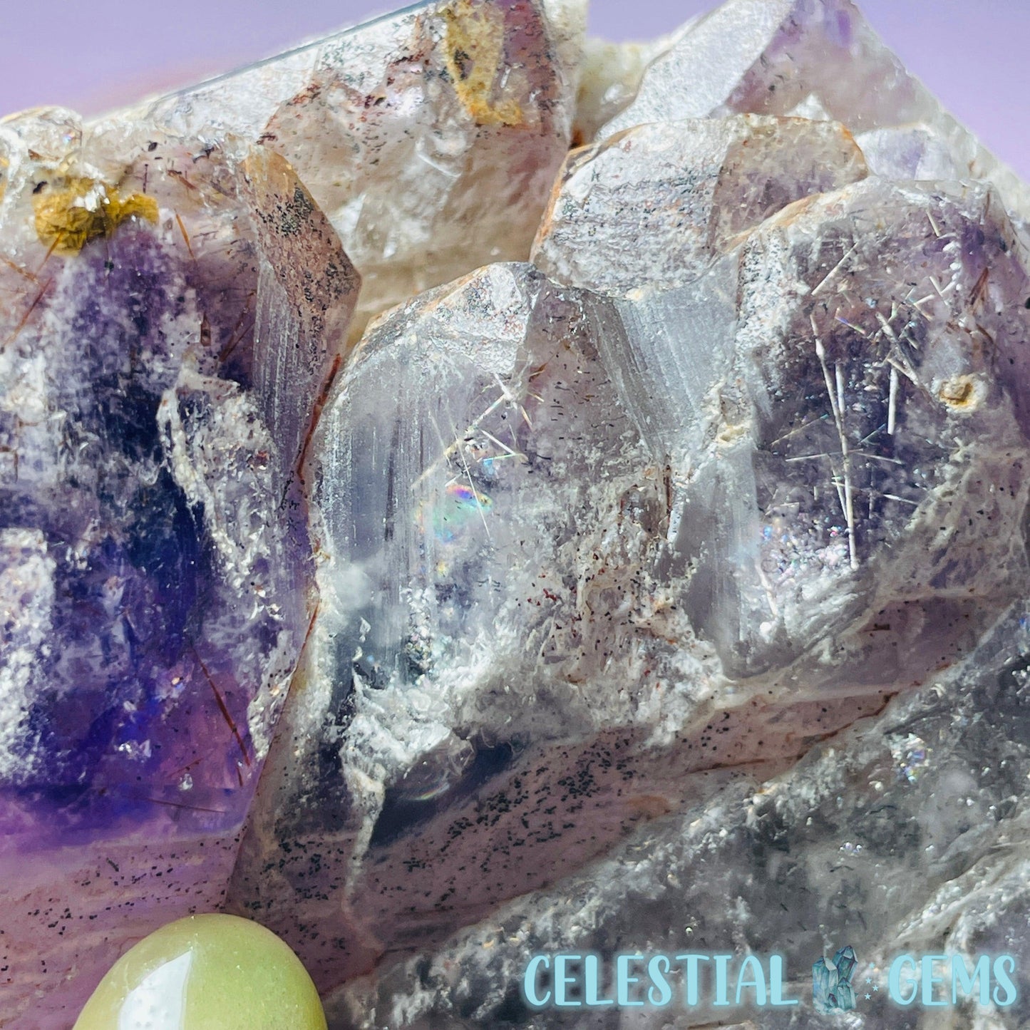 Amethyst with Hematite Rutile Semi-Polished Cluster