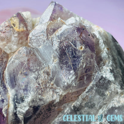 Amethyst with Hematite Rutile Semi-Polished Cluster