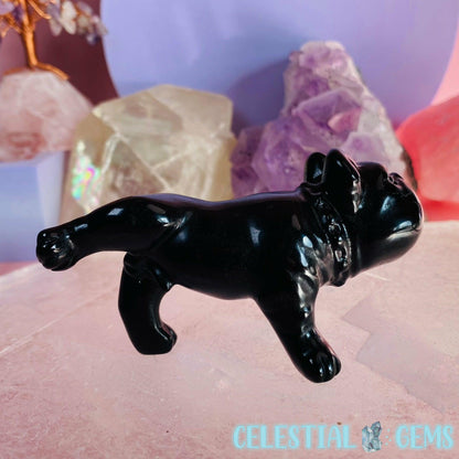 Obsidian Peeing Bulldog Medium Carving