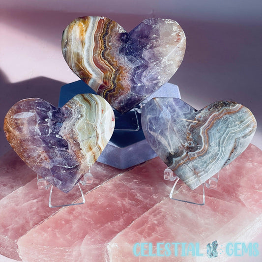 Amethyst + Mexican Crazy Lace Agate Heart Medium Carving