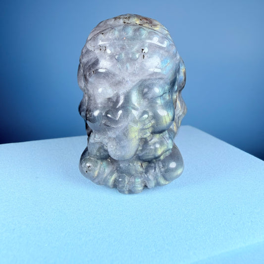 Labradorite Ganesha Elephant Small Carving (Video)