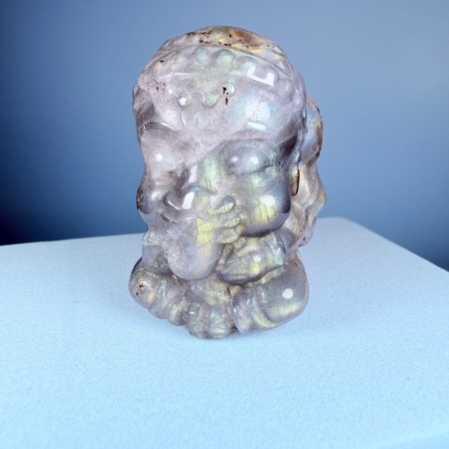 Labradorite Ganesha Elephant Small Carving (Video)