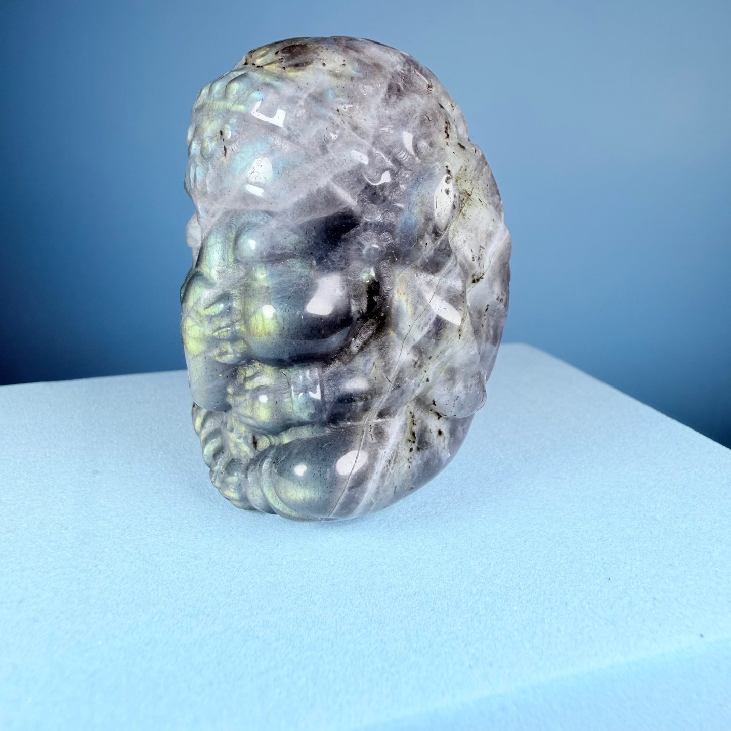 Labradorite Ganesha Elephant Small Carving (Video)