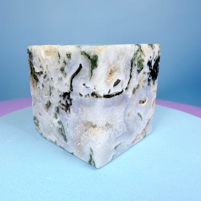 Moss Agate Cube Small Carving