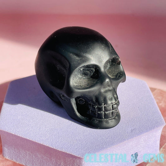 Obsidian Matte Skull Small Carving
