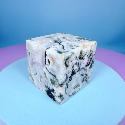 Moss Agate Cube Small Carving