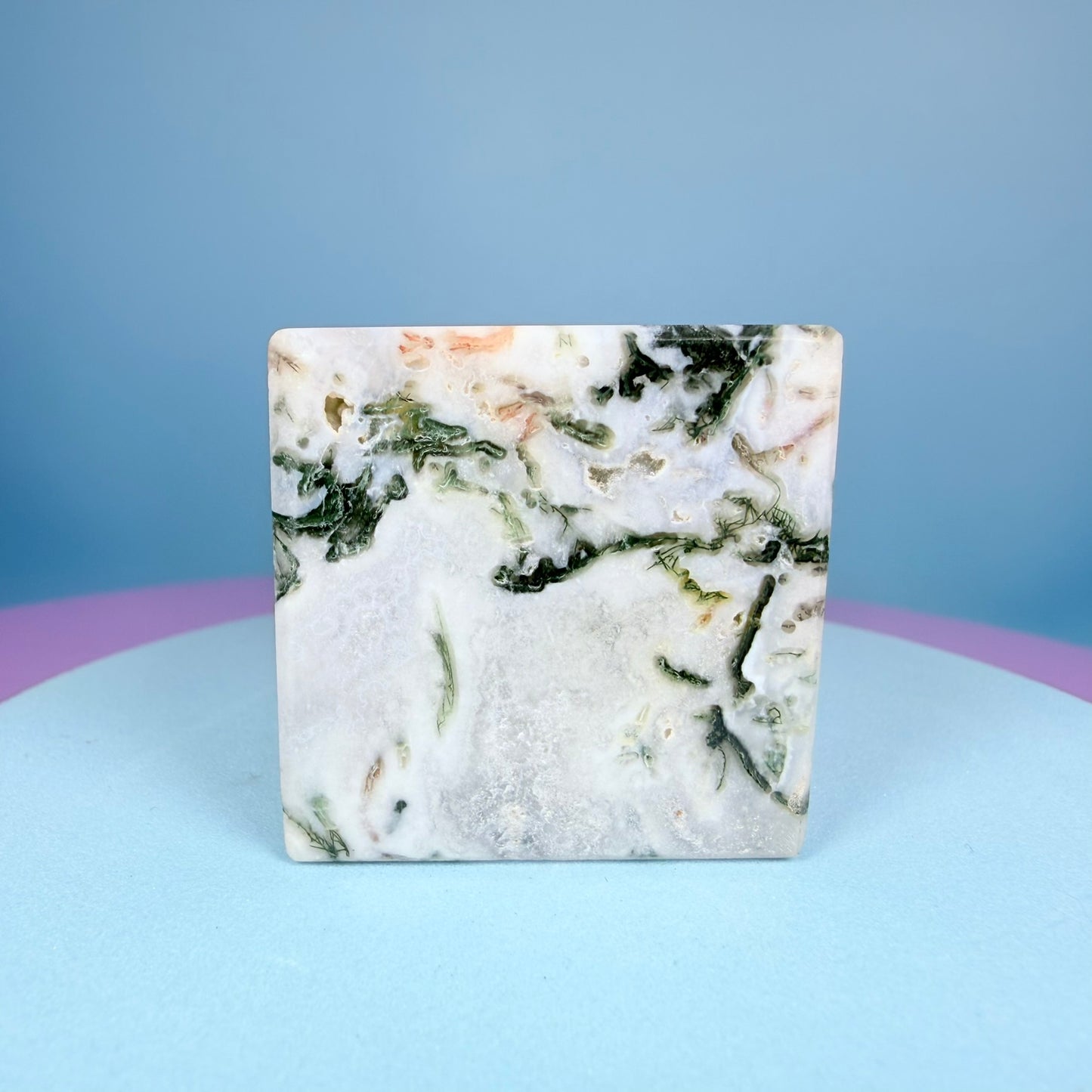 Moss Agate Cube Small Carving