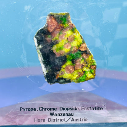 Rare Pyrope, Chrome Diopside + Enstatite Slice Specimen in Frame