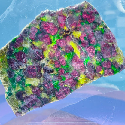 Rare Pyrope, Chrome Diopside + Enstatite Slice Specimen in Frame