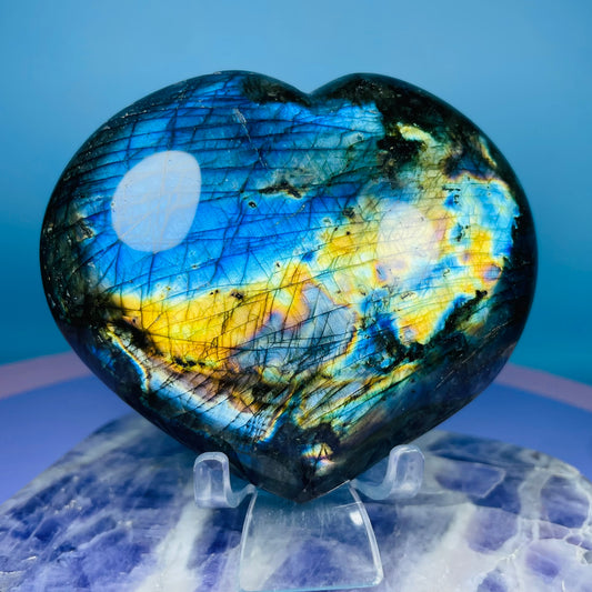 Rainbow Labradorite Heart Large Carving (CHIPPED)