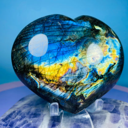 Rainbow Labradorite Heart Large Carving (CHIPPED)