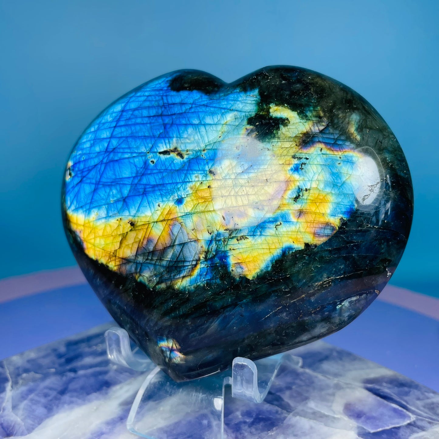 Rainbow Labradorite Heart Large Carving (CHIPPED)