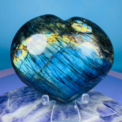 Rainbow Labradorite Heart Large Carving (CHIPPED)