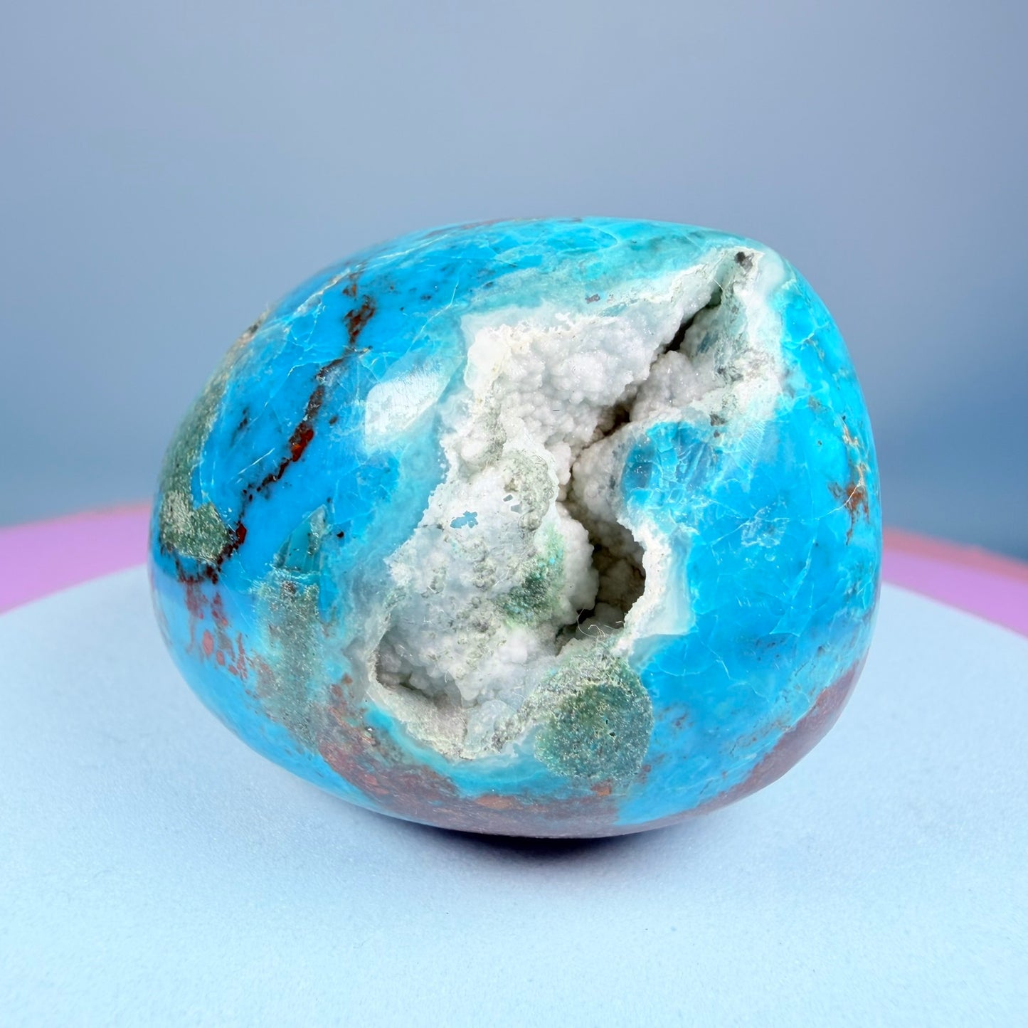 Chrysocolla Polished Small Freeform with Druzy Chalcedony, Peru
